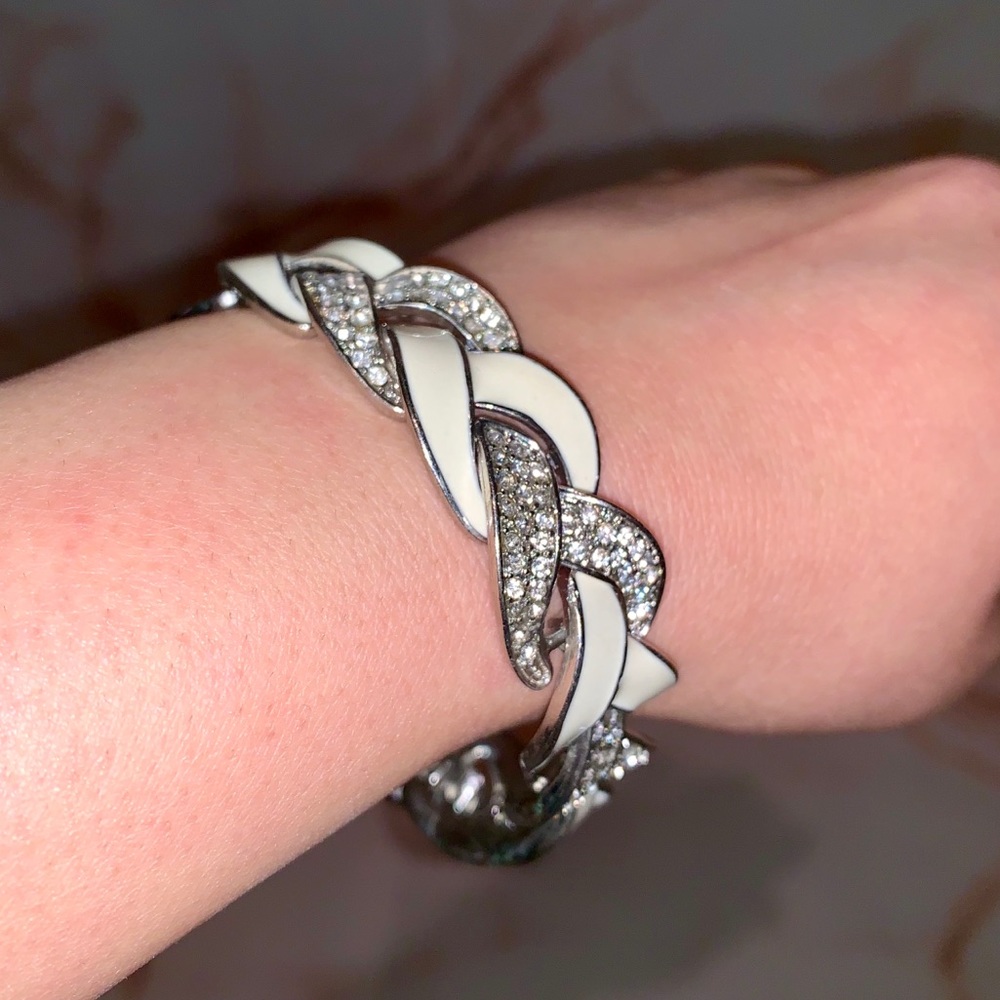 Ann Taylor Silver & White linked chain bracelet